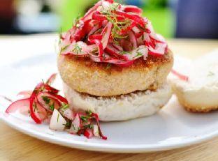 Salmon Amaranth Burgers with Radish Slaw
