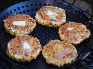 Crab and Shrimp Burgers With Garlic Grits Fries