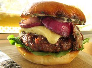 Grilled Chuck Burgers with Extra Sharp Cheddar and Lemon Garlic Aioli